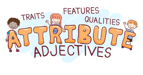 Sticker - Stickman Kids Attribute Adjectives Illustration