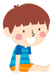 Sticker - Kid Boy Position Long Sit Side View Illustration