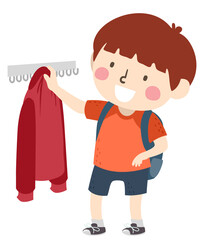 Wall Mural - Kid Boy Jacket After School Routine Illustration