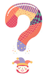 Sticker - Kid Clown Costume Question Mark Illustration