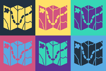 pop art golf course layout icon isolated on color background. vector.