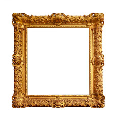 gold vintage frame on white background isolated