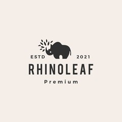 Wall Mural - rhino leaf hipster vintage logo vector icon illustration