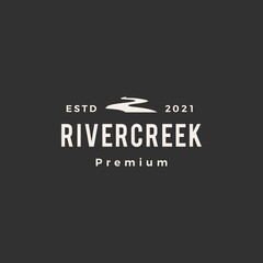 Poster - river creek hipster vintage logo vector icon illustration