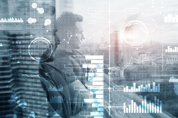 Wall Mural - business modern technology. bi business intelligence concept on virtual screen.