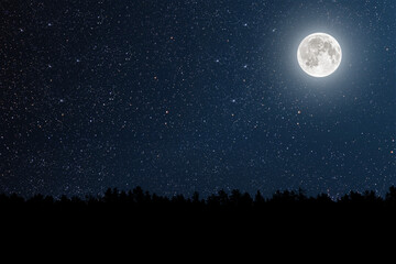 Wall Mural - mountain. backgrounds night sky with stars and moon and clouds.