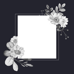 Wall Mural - Botanical frame vector hand drawn vintage illustration