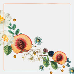 Wall Mural - Vintage gold frame vector botanical background