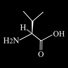 Wall Mural - Valine amino acid. Chemical molecular formula of valine amino acid. Vector illustration on isolated background