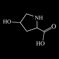 Wall Mural - Amino acid Hydroxyproline. Chemical molecular formula Hydroxyproline amino acid. Vector illustration on isolated background