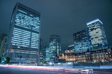 Canvas Print - Tokyo, Japan at the Marunouchi business district and Tokyo Station..