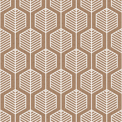 Wall Mural - Scandinavian folk art seamless vector pattern with hexagons and lines in geometric style