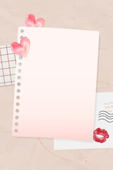 Poster - Love notepaper on wrinkled paper background vector