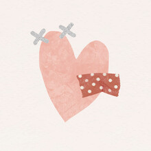 Pink Heart With A Polka Dots Tape Design Element Vector