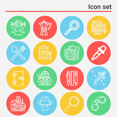 Wall Mural - 16 pack of study  lineal web icons set