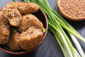 Canvas Print - Fried buckwheat cutlets