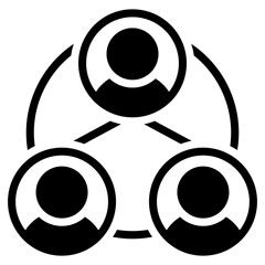 Icon of team network, solid design
