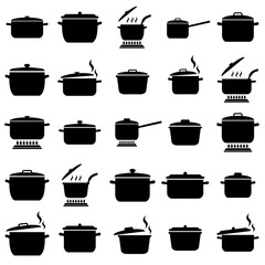 Cooking pan icon, logo isolated on white background