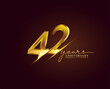 42 Years Anniversary Logo Golden Colored isolated on elegant background, vector design for greeting card and invitation card