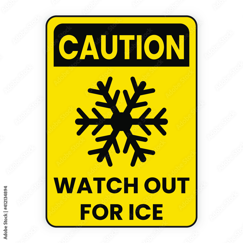 Caution sign: Watch Out For Ice. Warning falling ice safety symbol. Eps ...