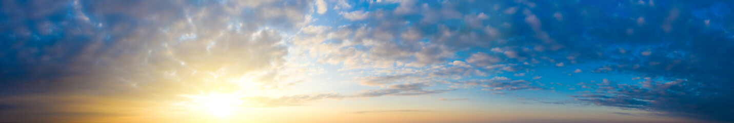 Wall Mural - panorama sunrise sky and cloud at morning background image . panorama sky and cloud.