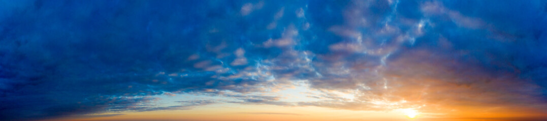 Wall Mural - panorama sunrise sky and cloud at morning background image . panorama sky and cloud.