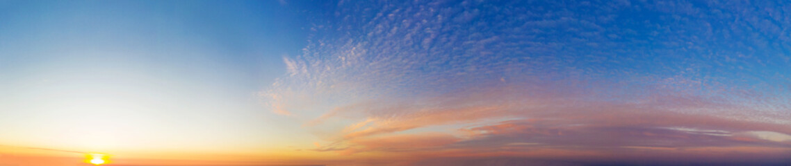 Wall Mural - panorama sunrise sky and cloud at morning background image . panorama sky and cloud.