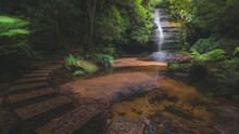 In Katoomba, Blue Mountains National Park, NSW, Australia, Gordon Creeks Forms The Natural Pool Of Siloam Waterfall.