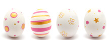 Colorful Perfect Handmade Painted Easter Eggs Isolated On A White Background