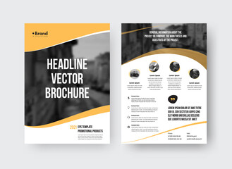 Canvas Print - vector brochure template with presentation of yellow design elements, place for photo, information, 