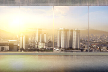 Sticker - Office building with window glass and view of modern cityscapes