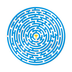 Labyrinth game. Circle maze puzzle. Find the right way, path or solution. Vector illustration.