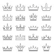 © alestraza - Lineart medieval royal crown queen monarch king lord outline icons set isolated vector illustration