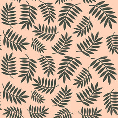 Palm tree leaves cute seamless vector pattern background illustration