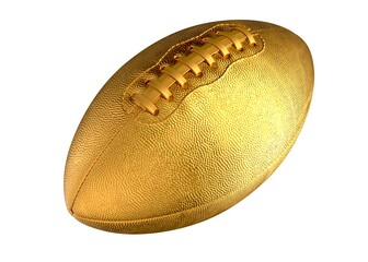 3D illustration of Gold American Football Ball isolated on white.