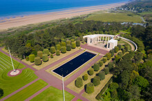 France, Calvados Department, Colleville Sur Mer, Aerial View Of American War Cemetery At Omaha Beach, Normandy
