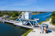 France, Calvados department, Caen, Aerial view of Pegasus Bridge in Normandy, One of the objectives for the D-Day landings