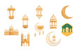 ramadan kareen celebration bundle golden set icons