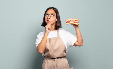 Wall Mural - young pretty chef woman. fast food concept