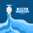 world water day banner with abstract water fall from the tap on blue background vector design