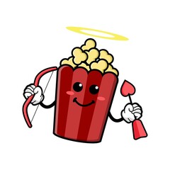 Canvas Print - cute popcorn cartoon mascot character