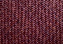 Red Woven Bamboo Pattern Texture Background, Thai Style Handicraft From Natural Product