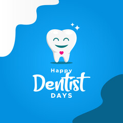 Poster - Happy Dentist Day Vector Design Template Background
