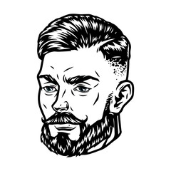 Sticker - Vintage concept of handsome man head