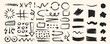 Various hand drawn arrows and shapes, black sketchy lines, curves, doodle direction pointers brush stroke style. Abstract vector set