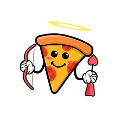 Wall Mural - cute pizza slice cartoon mascot character