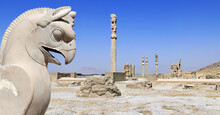 Sculpture Of Griffin And Columns Of Apadana Palace, Persepolis,  Iran
