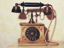 Vintage Old Telephone With Old Background.Vintage Background