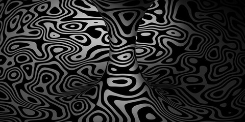 Wall Mural - Abstract 3d swirl optical illusion. 3d rendering background illustration. Striped geometric shape. 