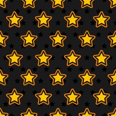 Canvas Print - golden stars on black backdrop. vector seamless geometric pattern background